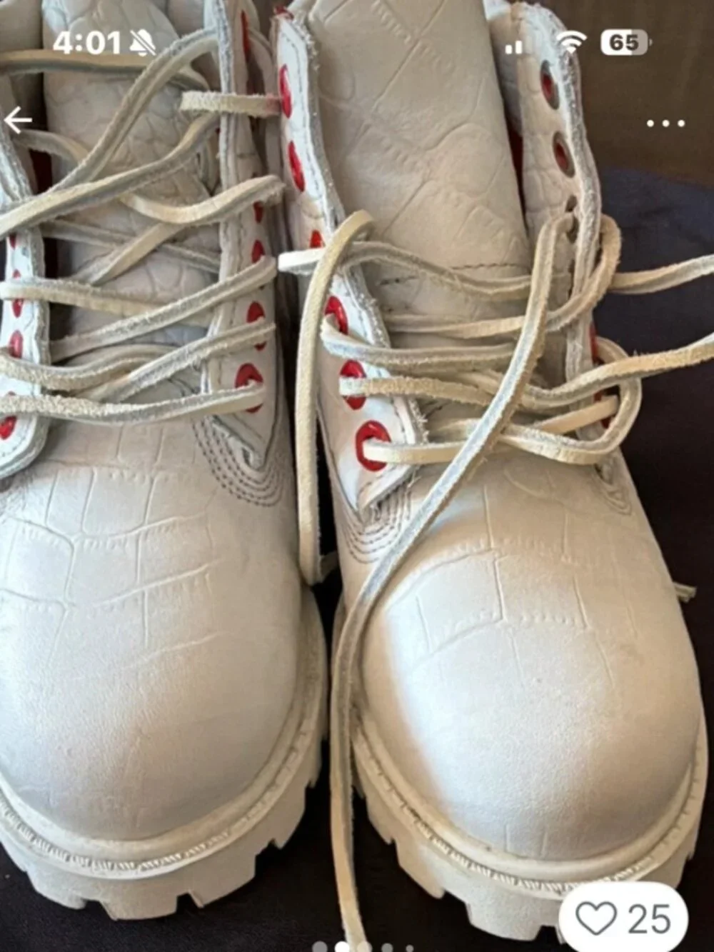Timberland Premium White Croc Leather Boots Kids Size 12.5 NWOT